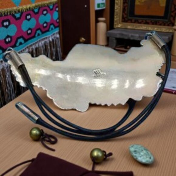 Vintage Handcrafted Sterling Silver Turquoise CII Mexico 925 Necklace - Picture 6 of 6